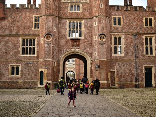 students entering university gate