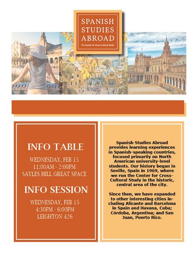 W23 Spanish Studies Abroad Info Table & Session