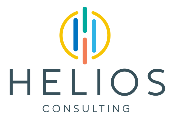 Helios Consulting logo. Circle with three straight lines coming down through it.