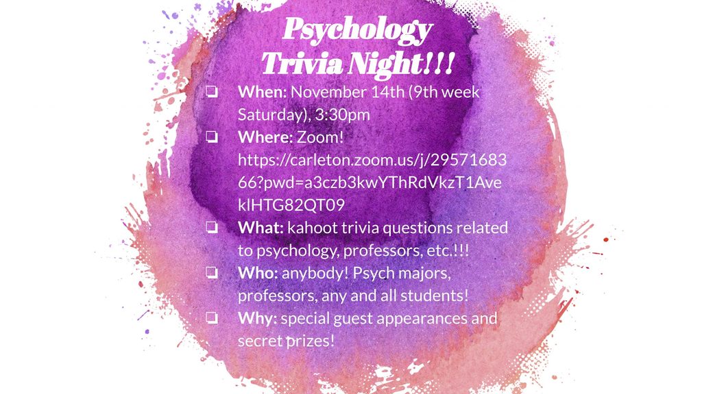 Psychology Trivia Night Psychology Carleton College