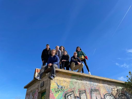 Students on a Spanish rooftop