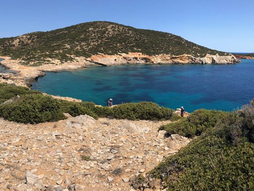Greece panorama view of island in blue ocean