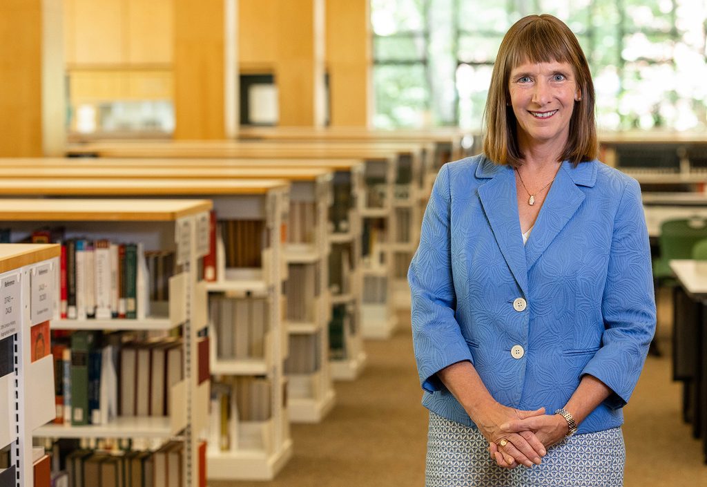 President Byerly in Gould Library