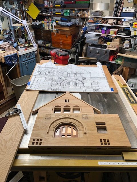 Little Free Library under construction in a wood shop