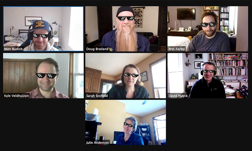 Carleton College Web Team in a Zoom meeting