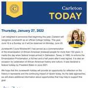 Screenshot: Carleton Today, Jan 27 2022