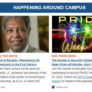 Screenshot of newsletter section Happening Around Campus