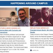 Screenshot of Happening Around Campus newsletter section from April 21, 2022