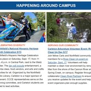 Screenshot of Happening Around Campus section of Sept. 8, 2022 issue of Carleton Today