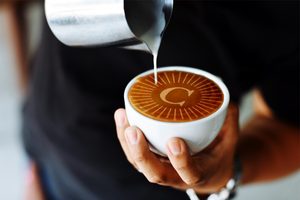 Carleton logo latte art