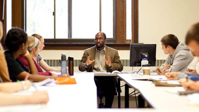 A professor and students in a classroom
