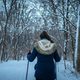 Cross country skiing in a forest