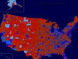 census map of the united states colored red and blue
