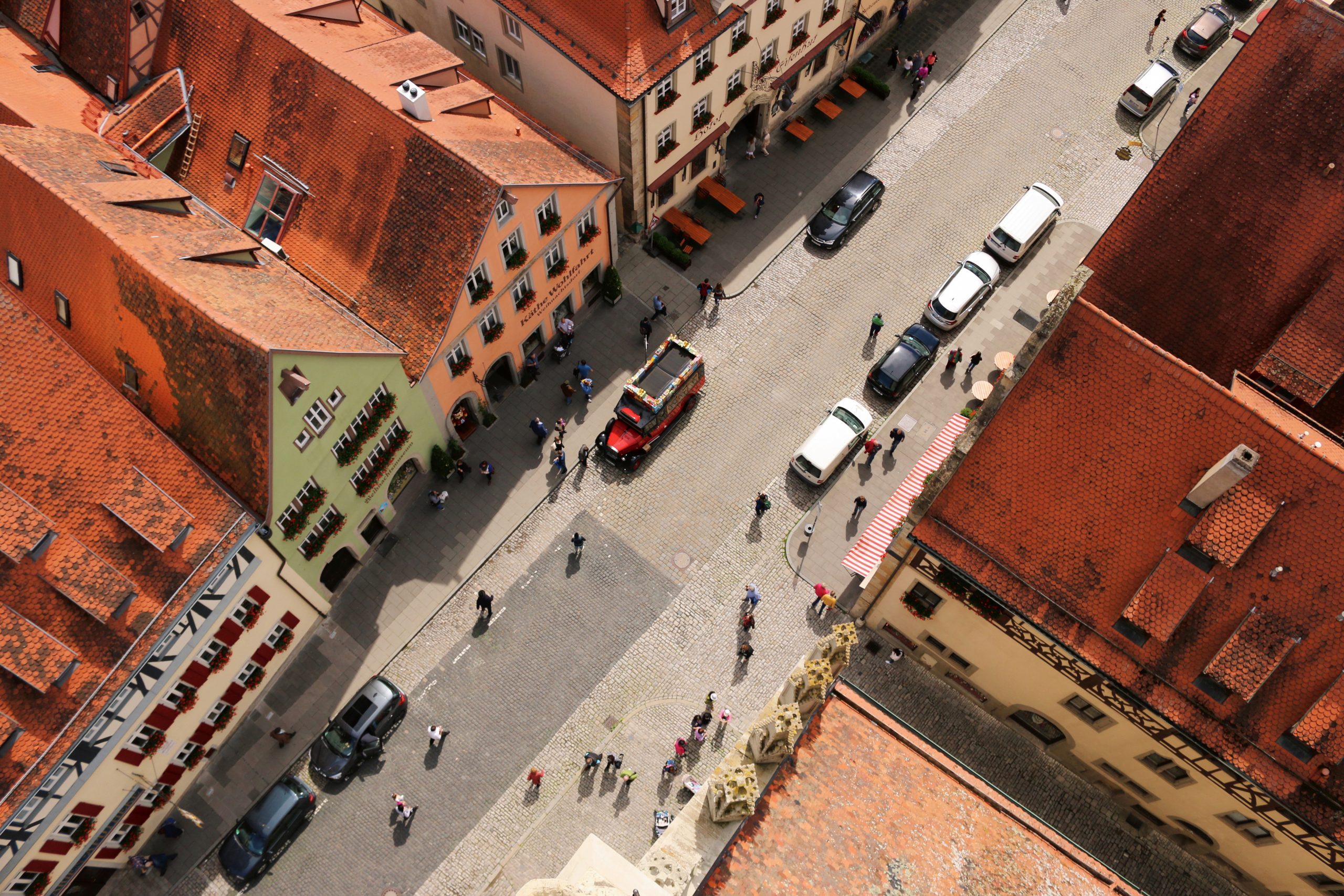 Overhead view of a city street