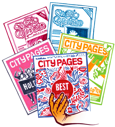 Illustration of City Pages covers