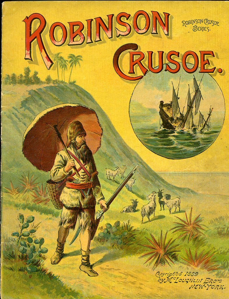 Robinson Crusoe book cover, 1889
