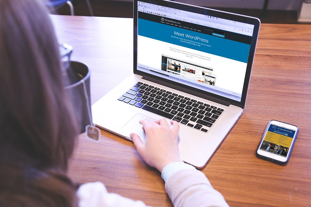 A laptop displaying the WordPress.org website