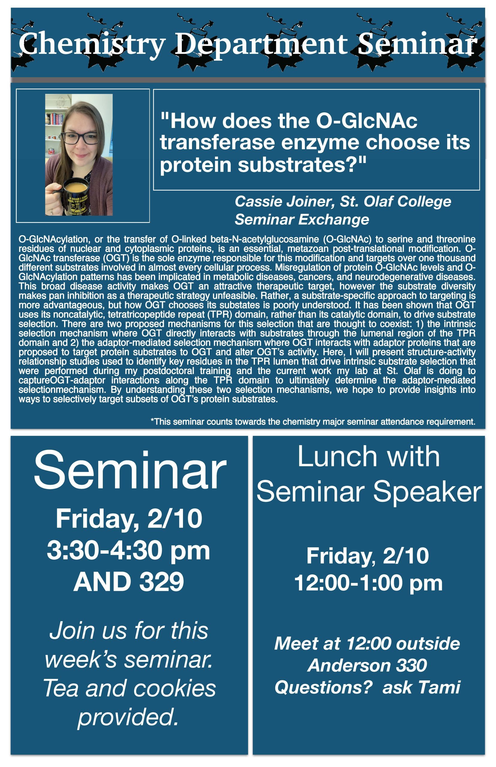 Poster for Seminar Speaker Cassie Joiner