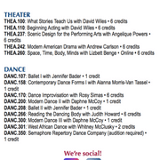 A list of Fall Term 21 courses offered by the Department of Theater and Dance
