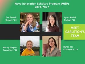 photo of the 2021-2022 Carleton Mayo Innovation Scholars student team