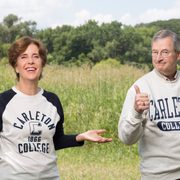 Cathy Paglia and Wally Weitz wearing Carleton shirts