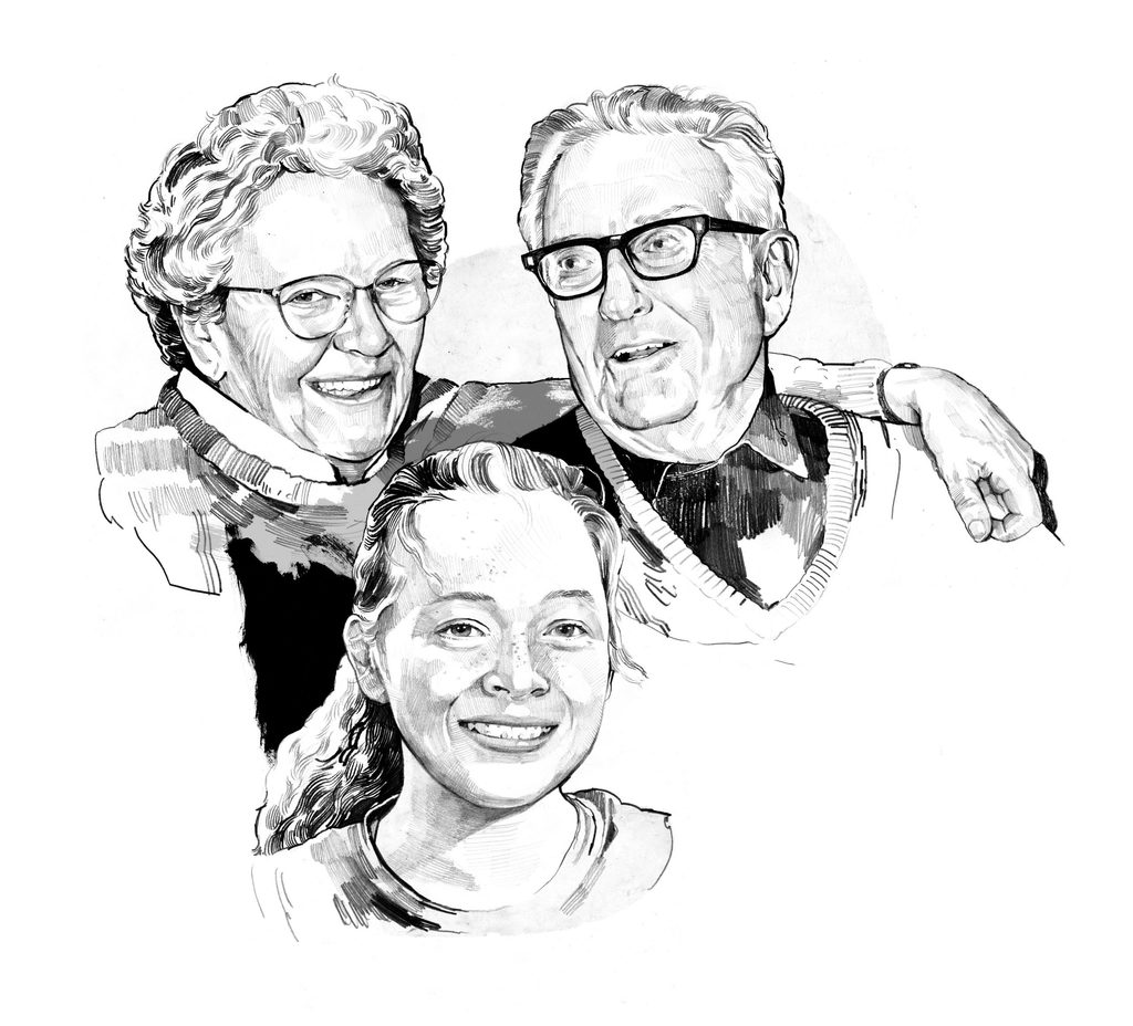 Nicholas Puzak ’37, his wife, Virginia, and Karryn Leake ’22