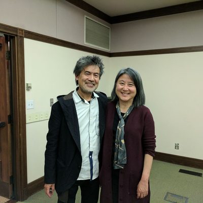 David Henry Hwang poses with Nancy Cho