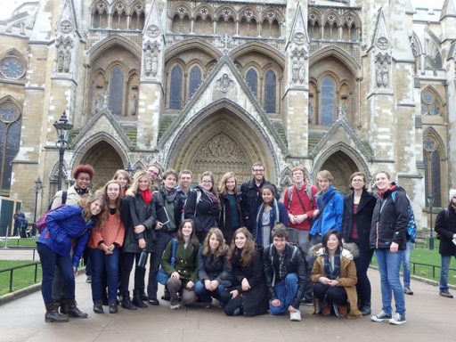 A group of people pose for a photo in London