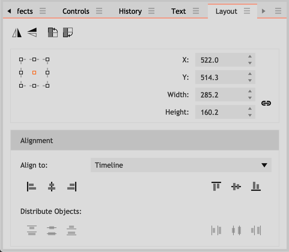 Layout Panel HitFilm Express